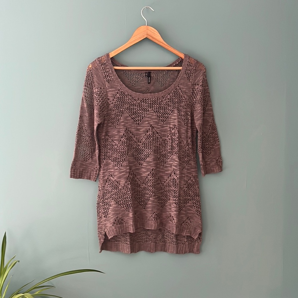 Maurices Open Knit Sweater Taupe Sz Sm